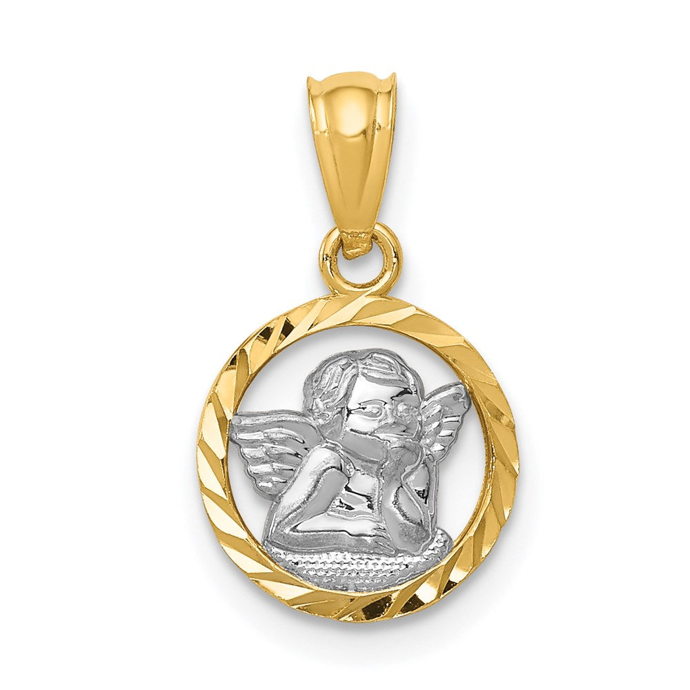 14K Gelb & Rhodium 14K mit Rhodium Cherub Anhänger