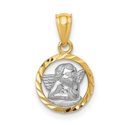 14K Gelb & Rhodium 14K mit Rhodium Cherub Anhänger