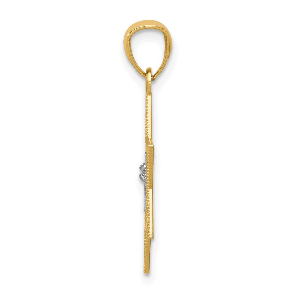 14K Gold Diamant-Anhänger „Davidstern mit Kreuz“ mit Rhodinierung