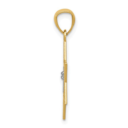 14K Gold Diamant-Anhänger „Davidstern mit Kreuz“ mit Rhodinierung