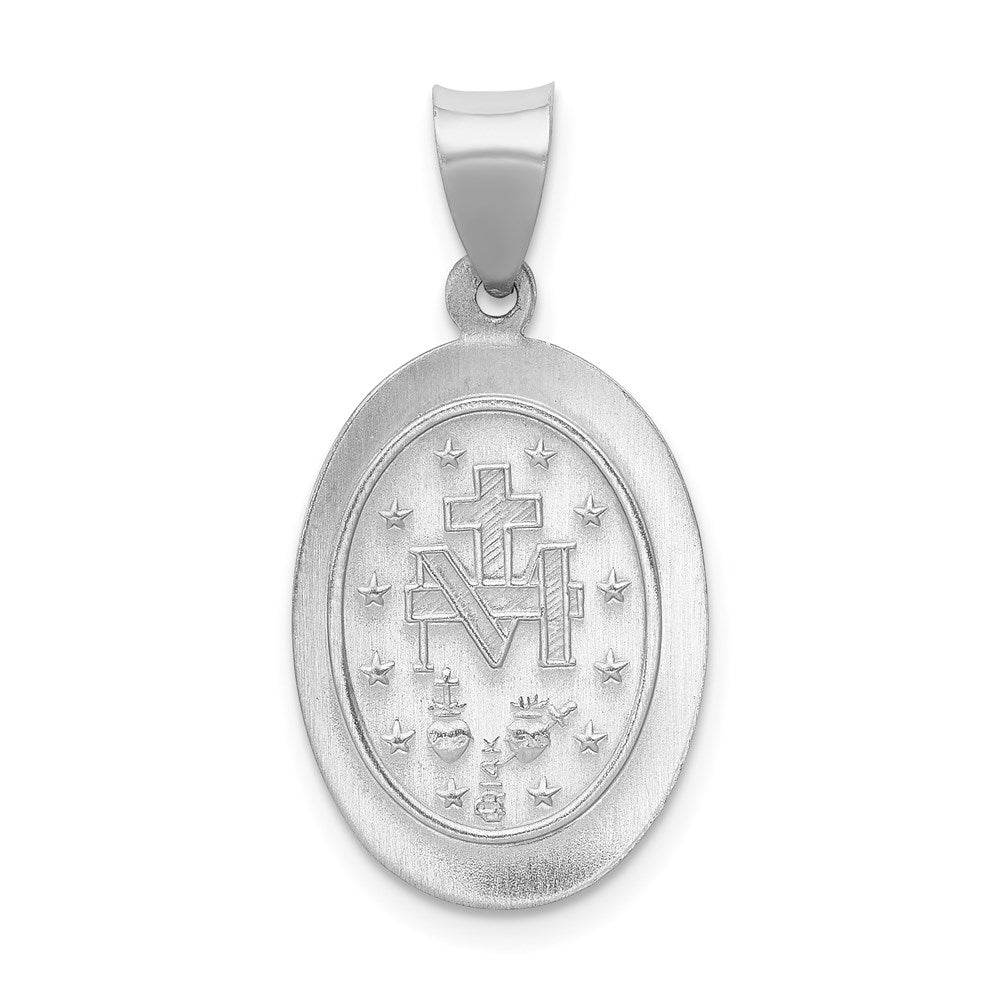 14K Weißgold 14K Weißgold Poliert / Satiniert Wundertätig Medaille Hohl Anhänger
