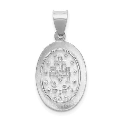 14K Weißgold 14K Weißgold Poliert / Satiniert Wundertätig Medaille Hohl Anhänger