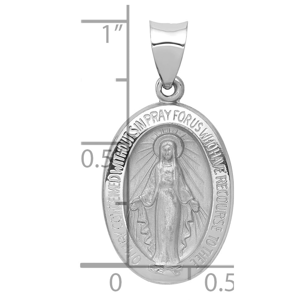 14K Weißgold 14K Weißgold Poliert / Satiniert Wundertätig Medaille Hohl Anhänger