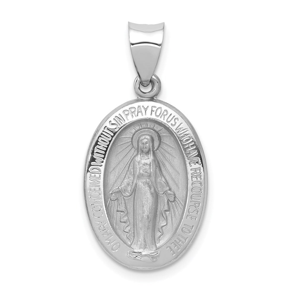 14K Weißgold 14K Weißgold Poliert / Satiniert Wundertätig Medaille Hohl Anhänger