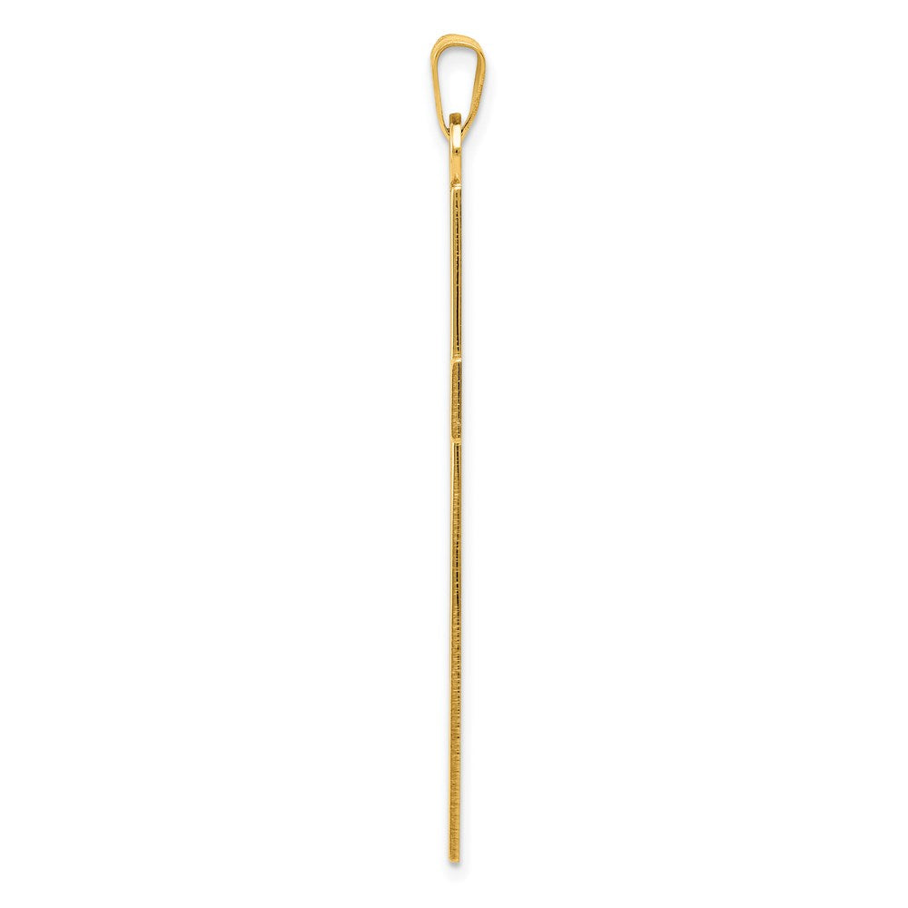 14K Gelbgold 14K Geätzt Blumen Design Kreuz Anhänger