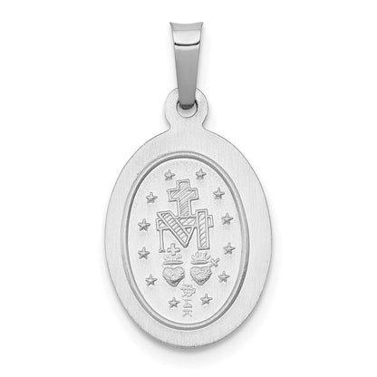 14K Weißgold 14K Weißgold Poliert/satin Wundertätig Medaille Hohl Anhänger