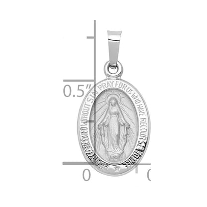 14K Weißgold 14K Weißgold Poliert/satin Wundertätig Medaille Hohl Anhänger