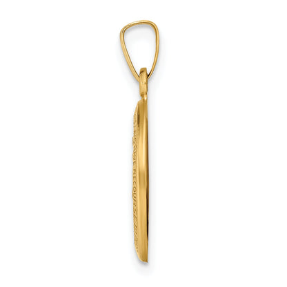 14K Gelbgold 14K Poliert und Satiniert Wundertätig Medaille Hohl Anhänger
