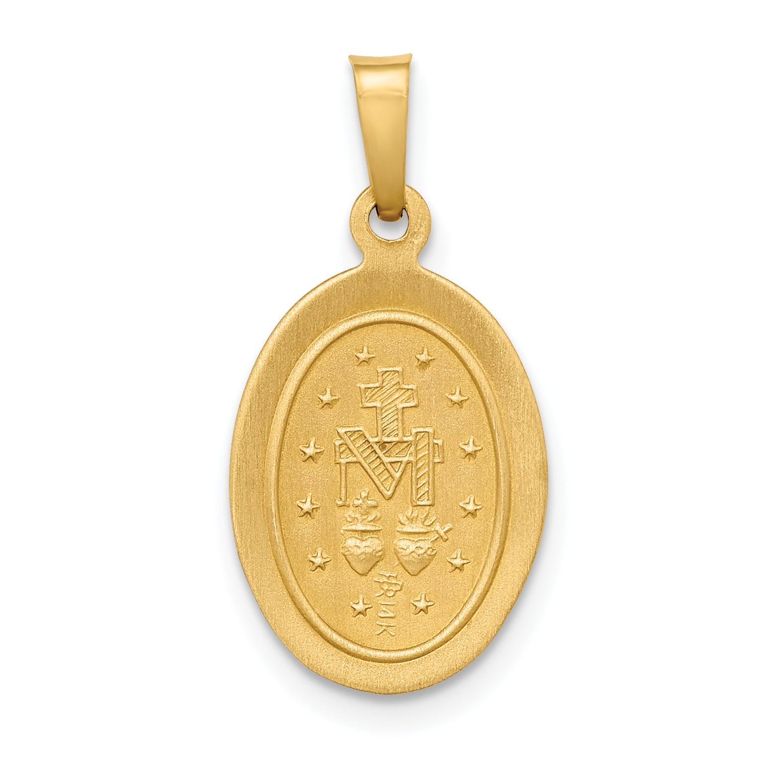14K Gelbgold 14K Poliert und Satiniert Wundertätig Medaille Hohl Anhänger
