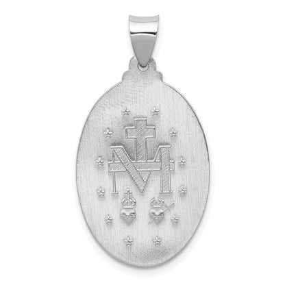 14K Weißgold 14K Weißgold Poliert/satin Wundertätig Medaille Hohl Anhänger