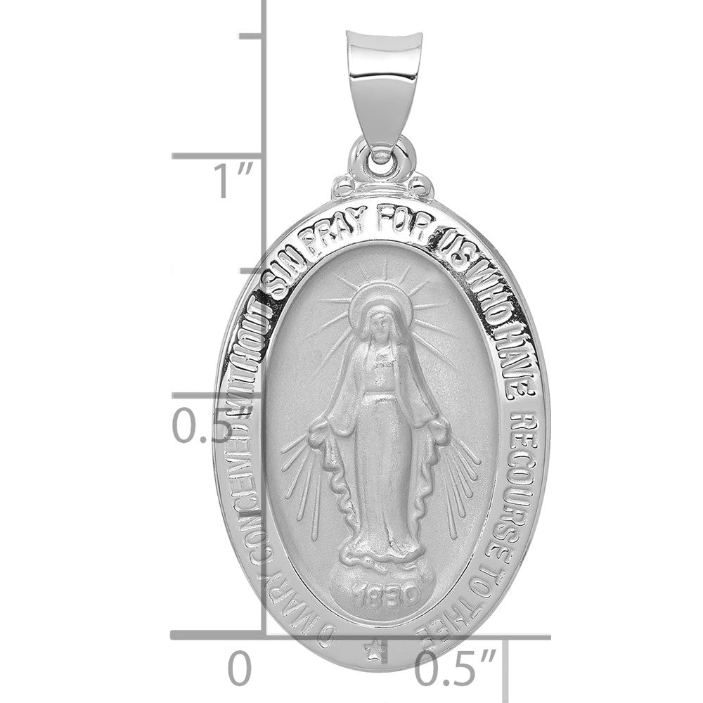 14K Weißgold 14K Weißgold Poliert/satin Wundertätig Medaille Hohl Anhänger