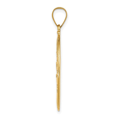 14K Gelbgold 14K Poliert und Satiniert St Christopher Medaille Hohl Anhänger