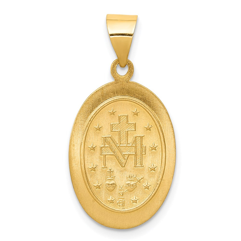 14K Gelbgold 14K Hohl Poliert und Satiniert Wundertätig Medaille Anhänger