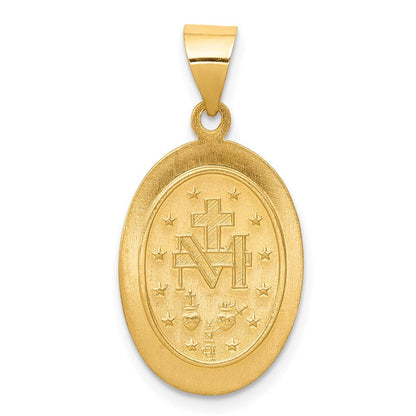 14K Gelbgold 14K Hohl Poliert und Satiniert Wundertätig Medaille Anhänger