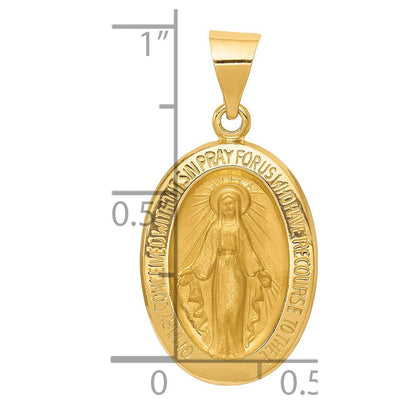 14K Gelbgold 14K Hohl Poliert und Satiniert Wundertätig Medaille Anhänger