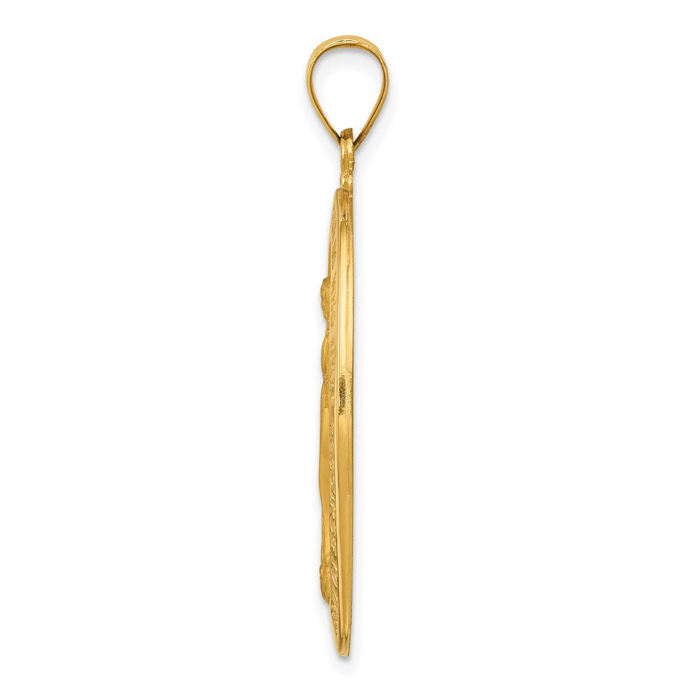 14K Gelbgold 14K Hohl Poliert und Satiniert Wundertätig Medaille Anhänger