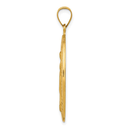 14K Gelbgold 14K Hohl Poliert und Satiniert Wundertätig Medaille Anhänger