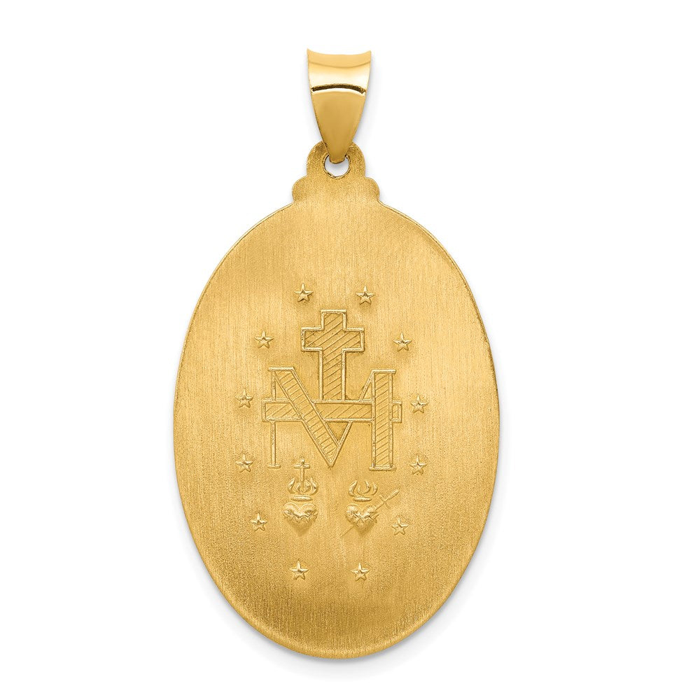 14K Gelbgold 14K Hohl Poliert und Satiniert Wundertätig Medaille Anhänger