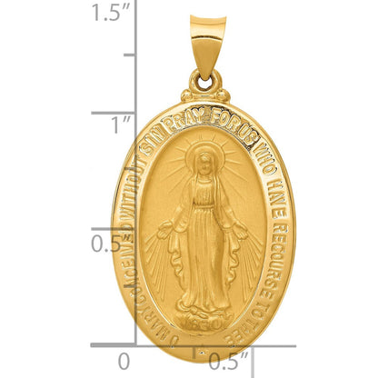 14K Gelbgold 14K Hohl Poliert und Satiniert Wundertätig Medaille Anhänger
