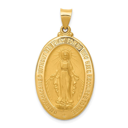 14K Gelbgold 14K Hohl Poliert und Satiniert Wundertätig Medaille Anhänger