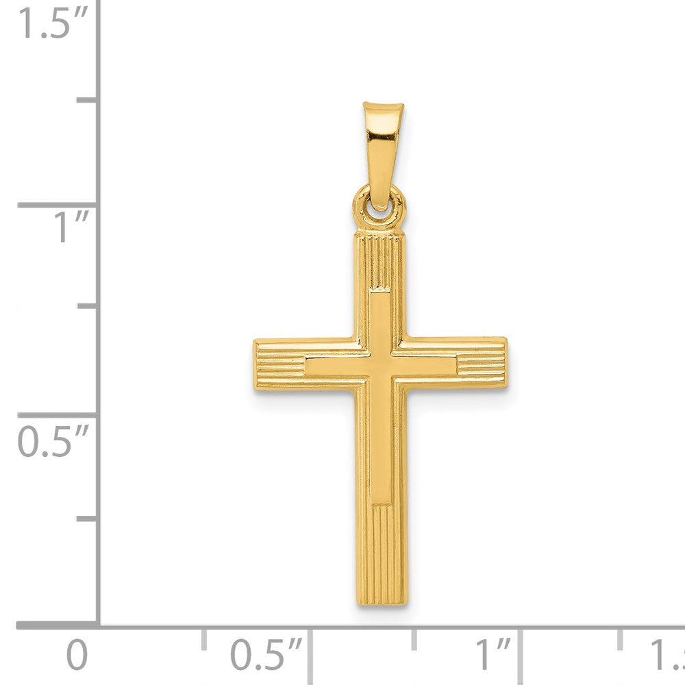 14K Gelbgold 14K Gebürstet und Poliert Lateinisch Kreuz Anhänger