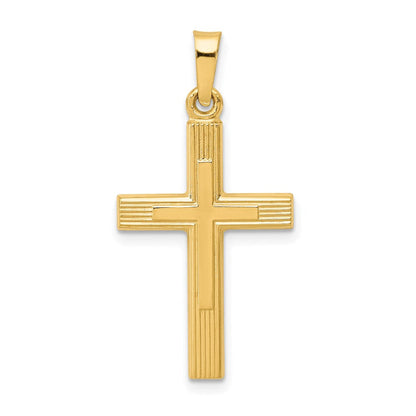 14K Gelbgold 14K Gebürstet und Poliert Lateinisch Kreuz Anhänger