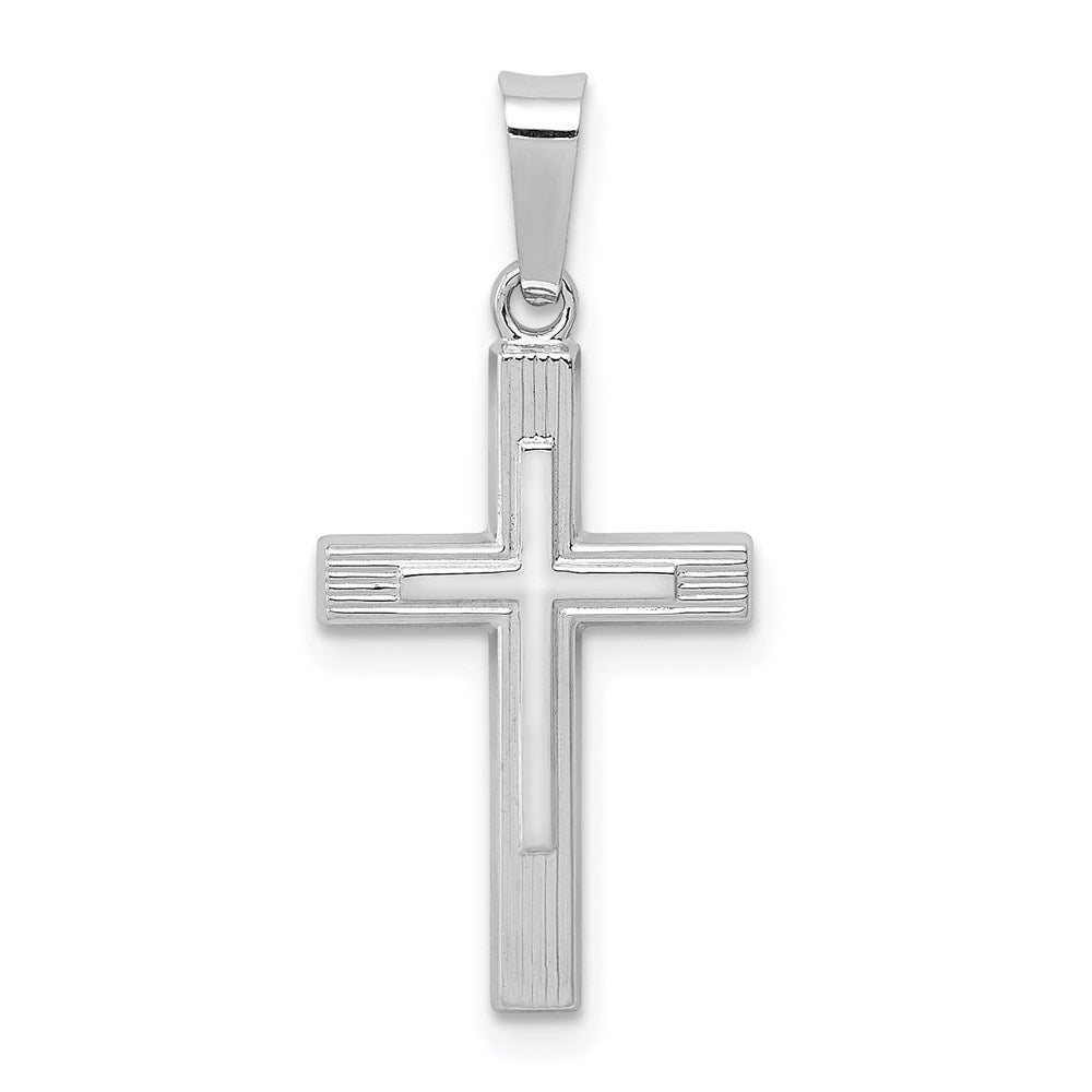 14K Weißgold 14K Weißgold Poliert Lateinisch Kreuz Anhänger