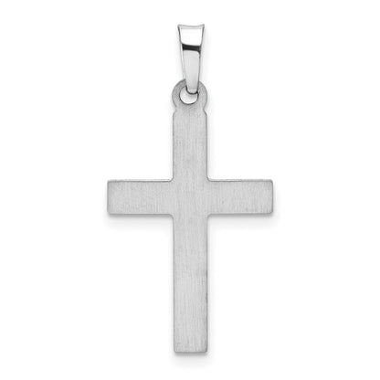 14K Weißgold Gebürstet und Poliert Lateinisch Kreuz Anhänger