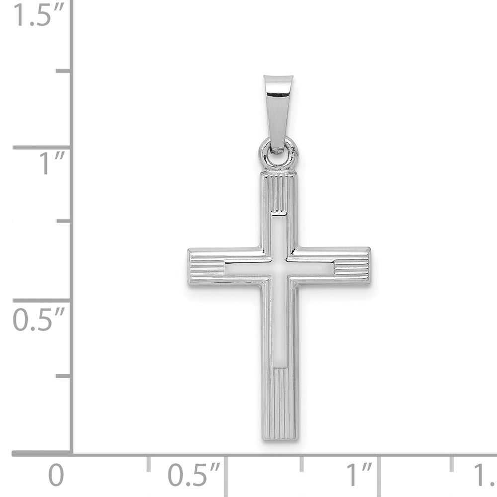 14K Weißgold Gebürstet und Poliert Lateinisch Kreuz Anhänger