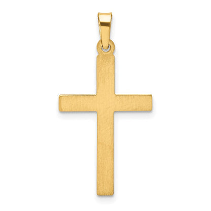 14K Gelb & Rhodium 14K Rhodium Satiniert und Poliert Lateinisch Kreuz Anhänger
