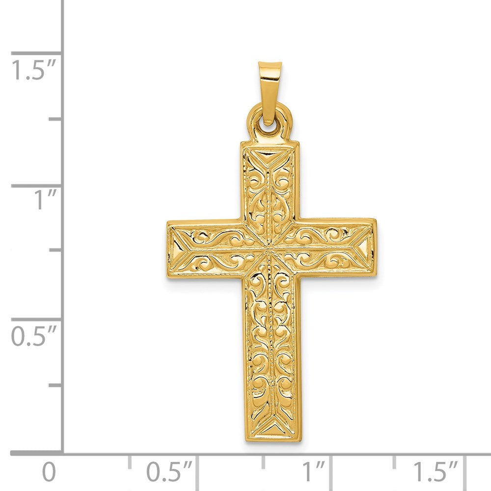 14K Gelbgold 14K Poliert Filigran Kreuz Anhänger
