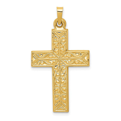 14K Gelbgold 14K Poliert Filigran Kreuz Anhänger