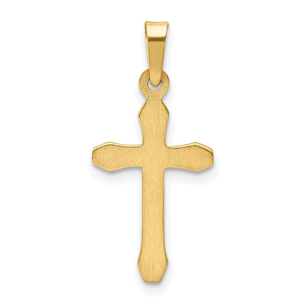 14K Gelbgold 14K Strukturiert und Poliert Lateinisch Kreuz Anhänger