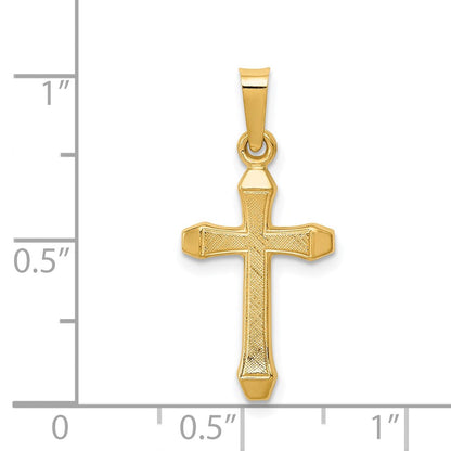14K Gelbgold 14K Strukturiert und Poliert Lateinisch Kreuz Anhänger
