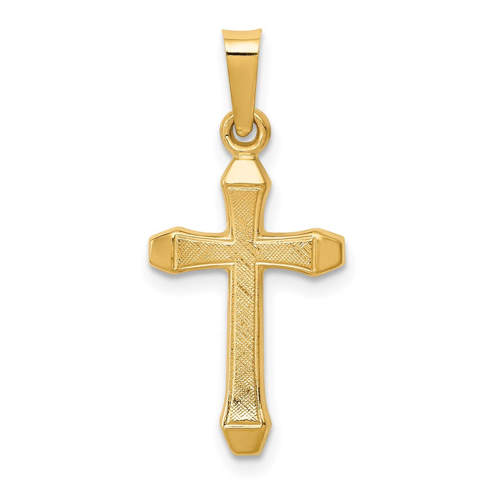 14K Gelbgold 14K Strukturiert und Poliert Lateinisch Kreuz Anhänger