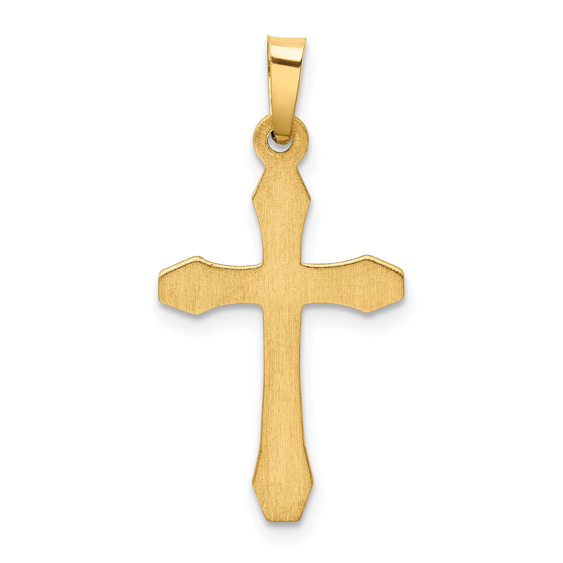 14K Gelbgold 14K Strukturiert und Poliert Lateinisch Kreuz Anhänger