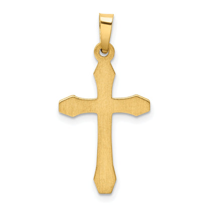14K Gelbgold 14K Strukturiert und Poliert Lateinisch Kreuz Anhänger