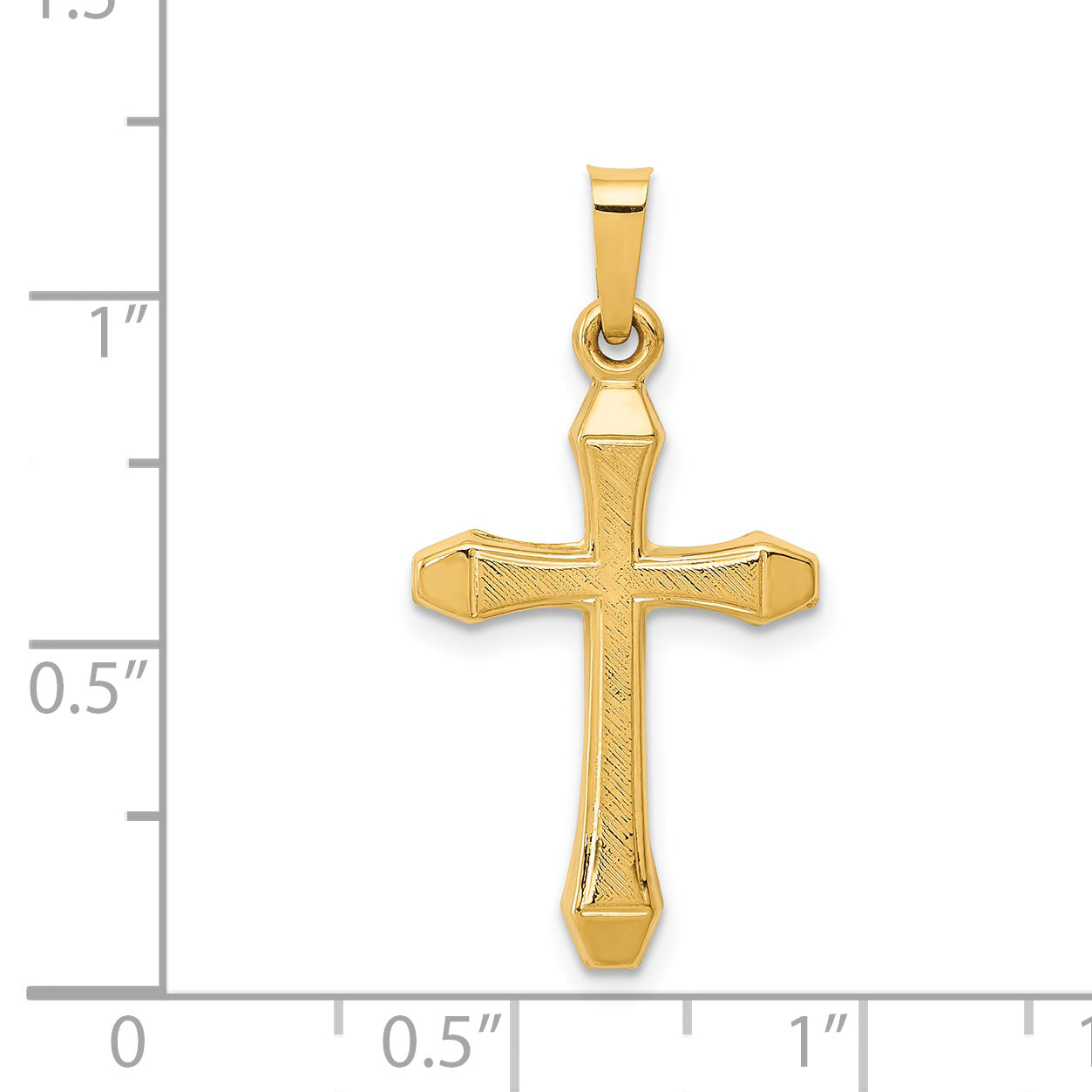 14K Gelbgold 14K Strukturiert und Poliert Lateinisch Kreuz Anhänger