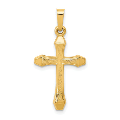 14K Gelbgold 14K Strukturiert und Poliert Lateinisch Kreuz Anhänger