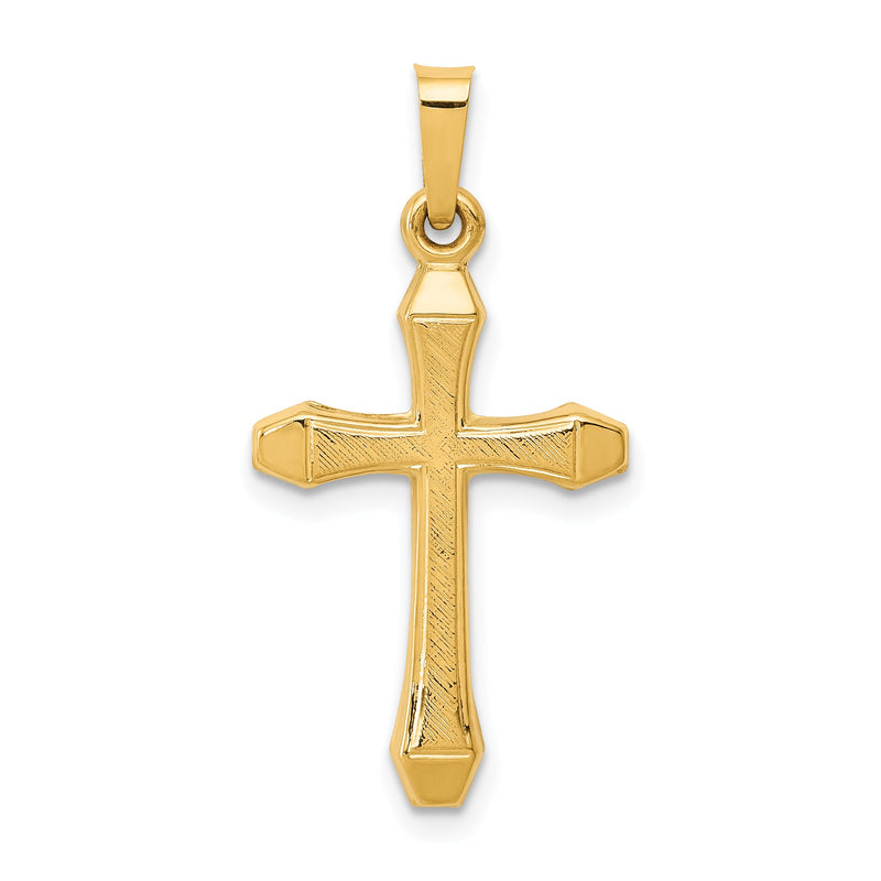 14K Gelbgold 14K Strukturiert und Poliert Lateinisch Kreuz Anhänger