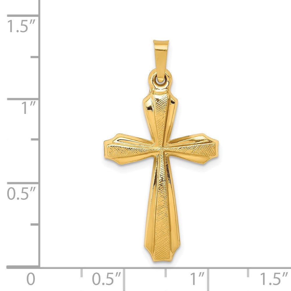 14K Gelbgold 14K Strukturiert und Poliert Passion Kreuz Anhänger