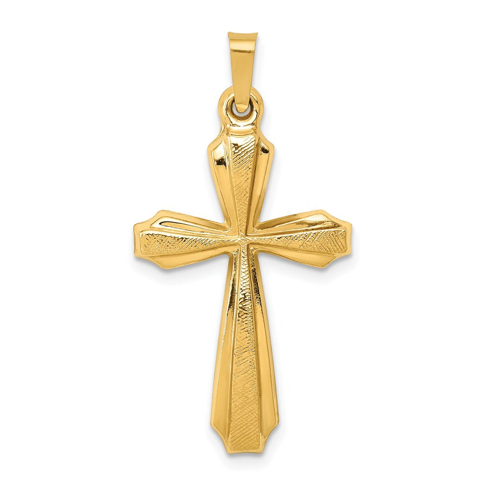 14K Gelbgold 14K Strukturiert und Poliert Passion Kreuz Anhänger