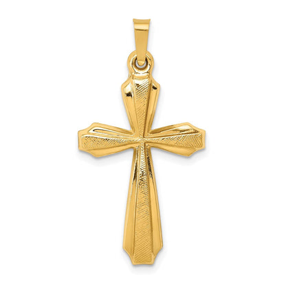 14K Gelbgold 14K Strukturiert und Poliert Passion Kreuz Anhänger