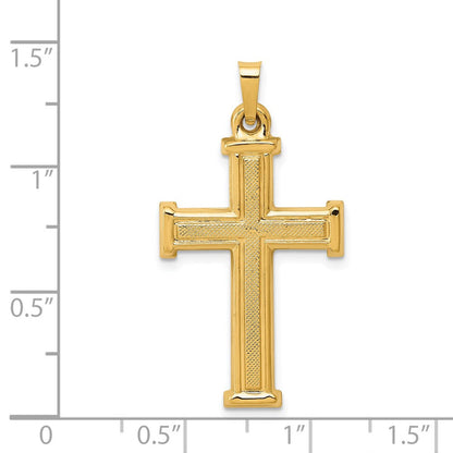 14K Gelbgold 14K Gebürstet und Poliert Lateinisch Kreuz Anhänger