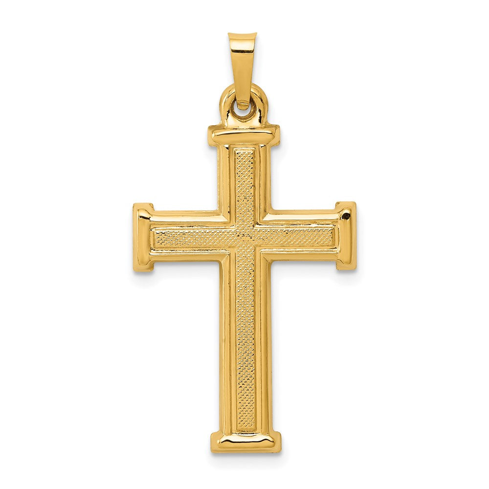 14K Gelbgold 14K Gebürstet und Poliert Lateinisch Kreuz Anhänger