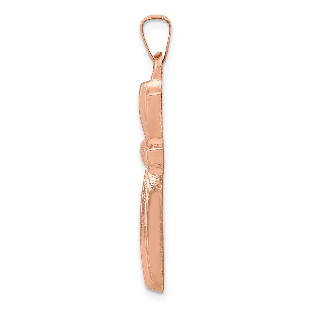14K Roségold 14K Roségold Strukturiert und Poliert Passion Kreuz Anhänger