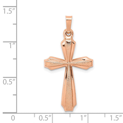 14K Roségold 14K Roségold Strukturiert und Poliert Passion Kreuz Anhänger