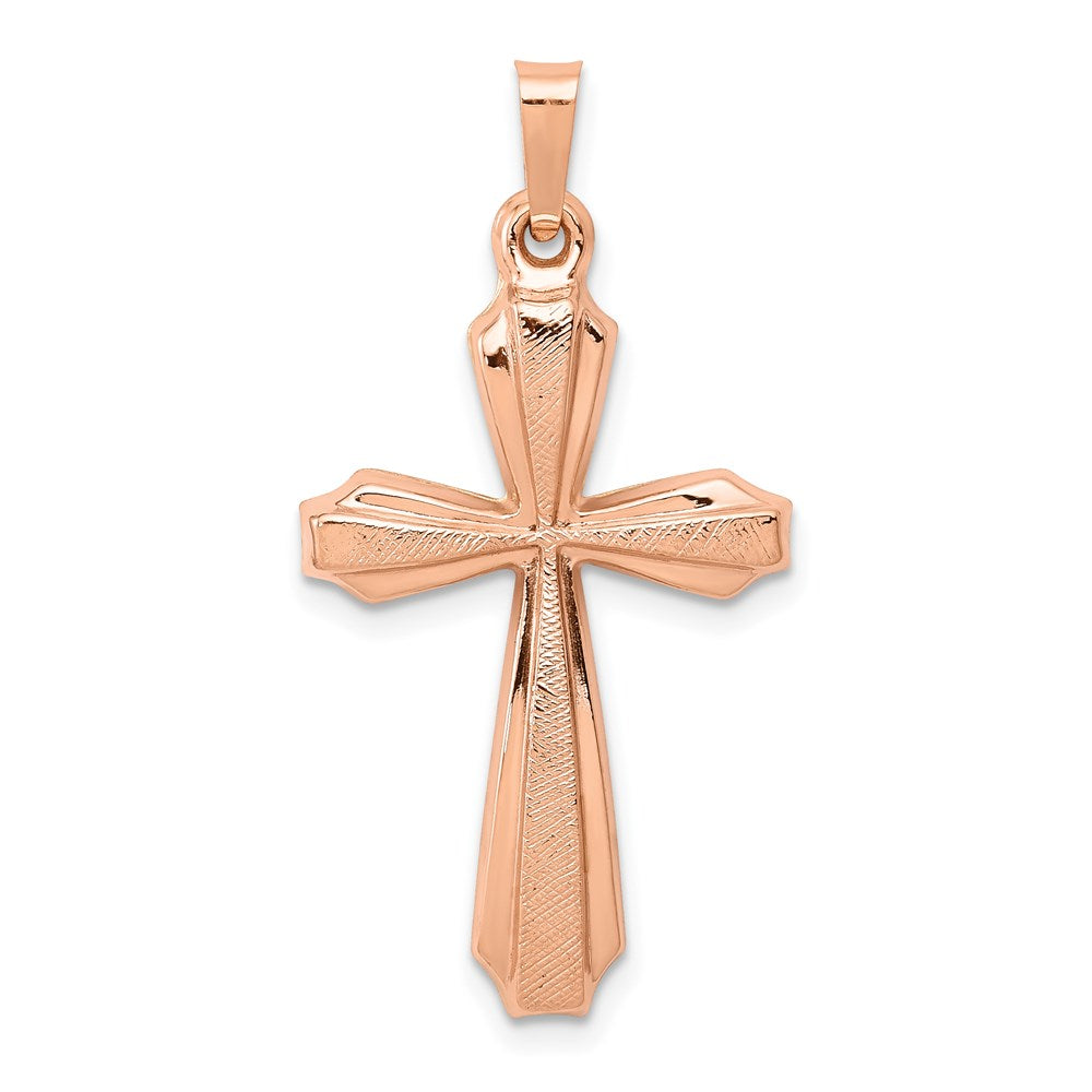 14K Roségold 14K Roségold Strukturiert und Poliert Passion Kreuz Anhänger