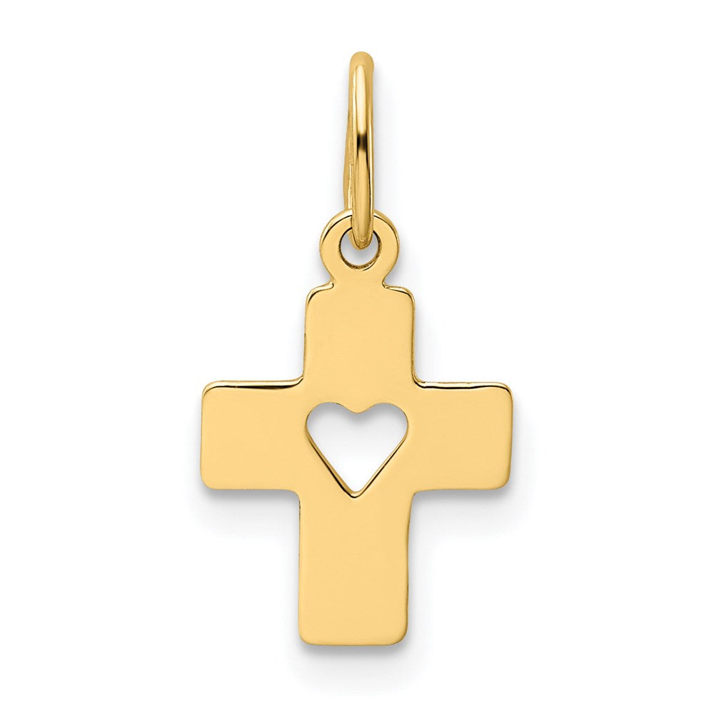 14K Gelbgold 14K Poliert Kreuz mit Herz Anhänger