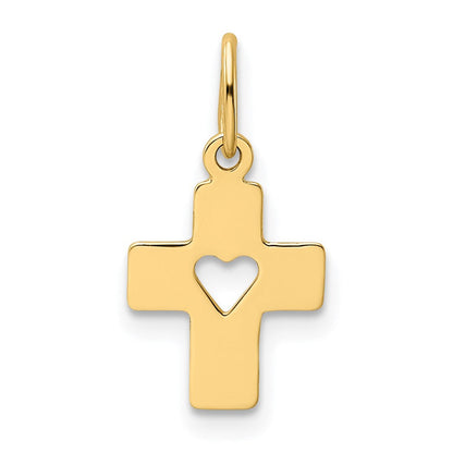 14K Gelbgold 14K Poliert Kreuz mit Herz Anhänger